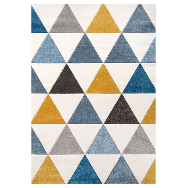 Corrigan Studio Radstock Power Loom Blue/Yellow/Grey Rug Wayfair.co.uk